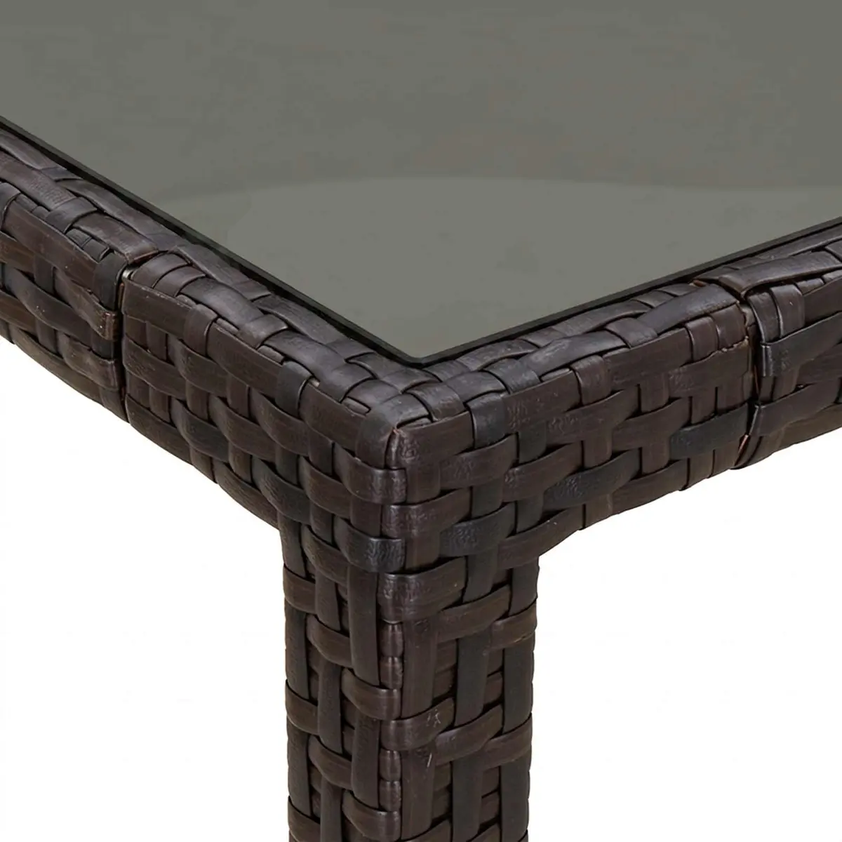 Outdoor Dining Table Poly Rattan Brown 150x90x75cm Durable Steel Frame for Garden Use