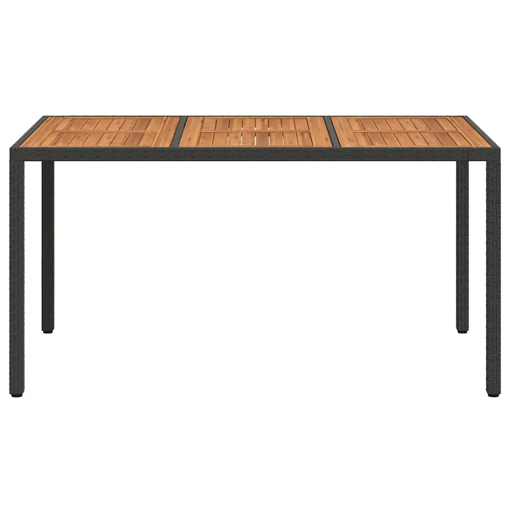 Garden Dining Table 150x90x75cm Black Outdoor Furniture Poly Rattan Steel Frame
