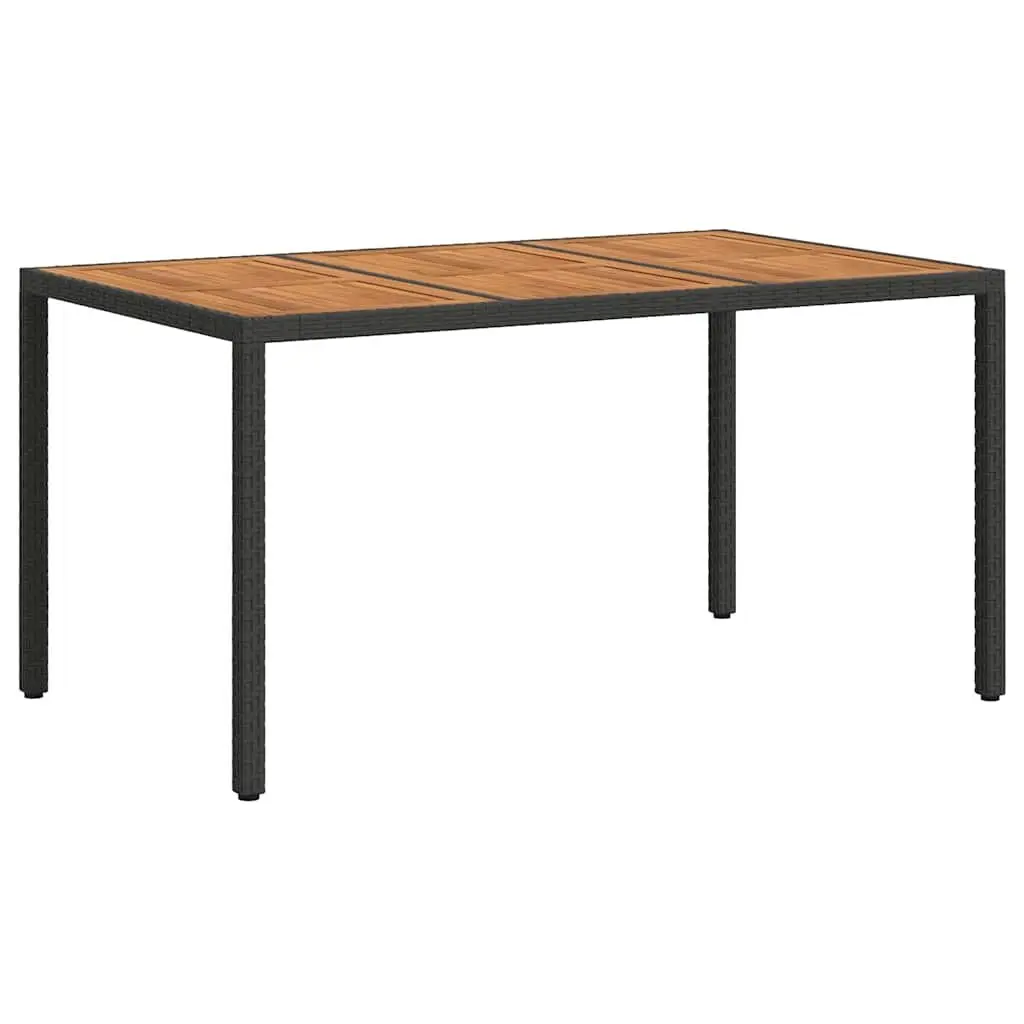 Garden Dining Table 150x90x75cm Black Outdoor Furniture Poly Rattan Steel Frame