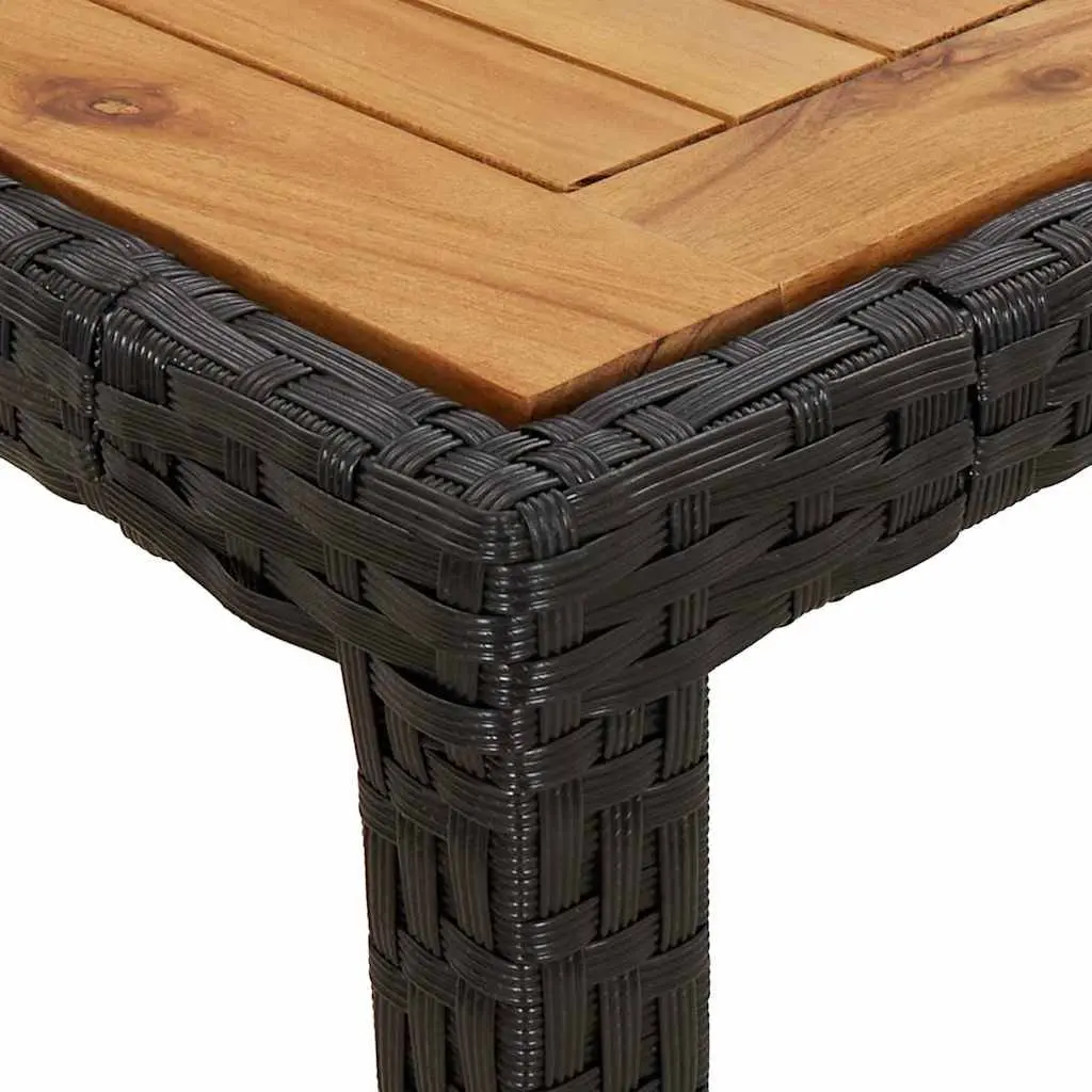 Garden Dining Table 150x90x75cm Black Outdoor Furniture Poly Rattan Steel Frame