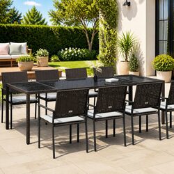 Garden Dining Table Specifications: 250x100x75cm, Brown