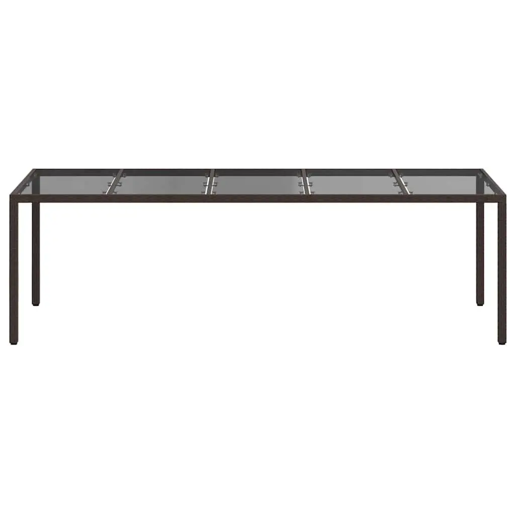 Garden Dining Table Brown Outdoor Poly Rattan Steel Frame 250x100x75cm
