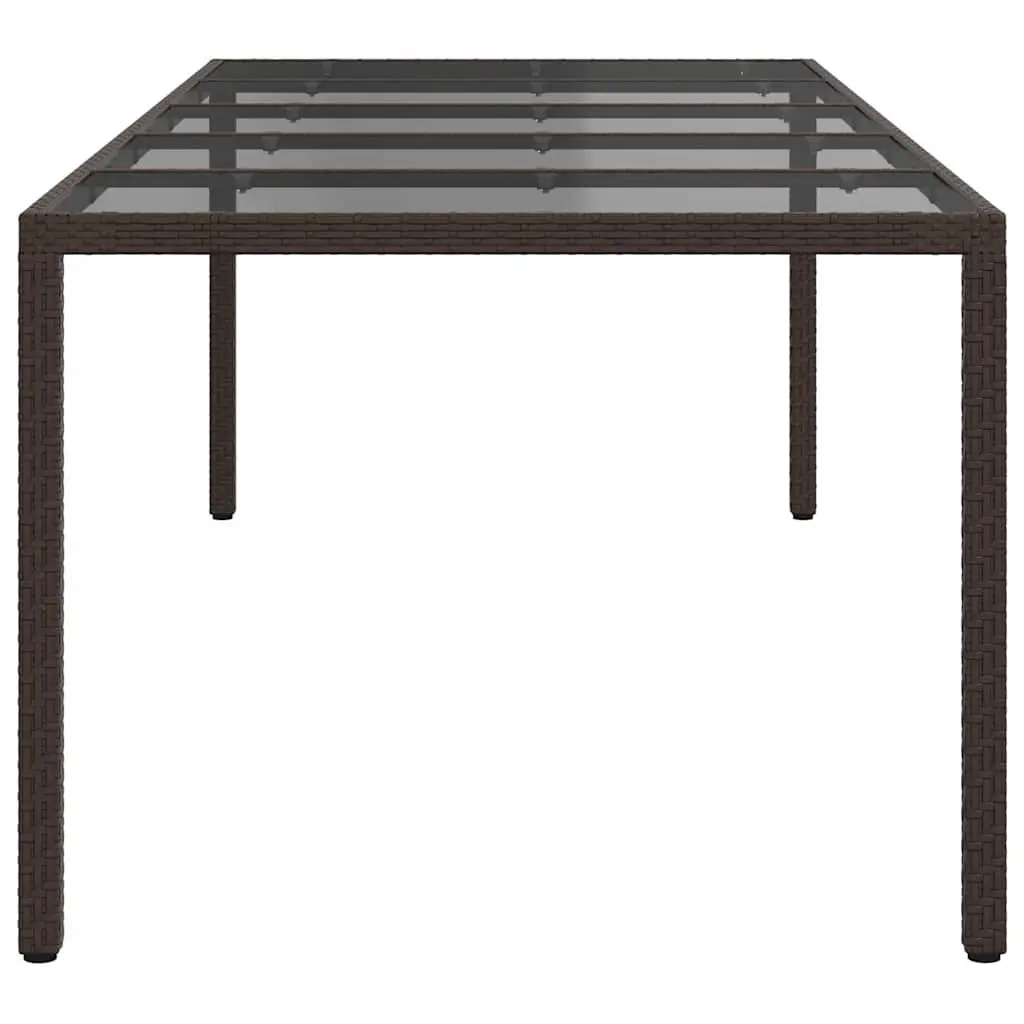 Garden Dining Table Brown Outdoor Poly Rattan Steel Frame 250x100x75cm