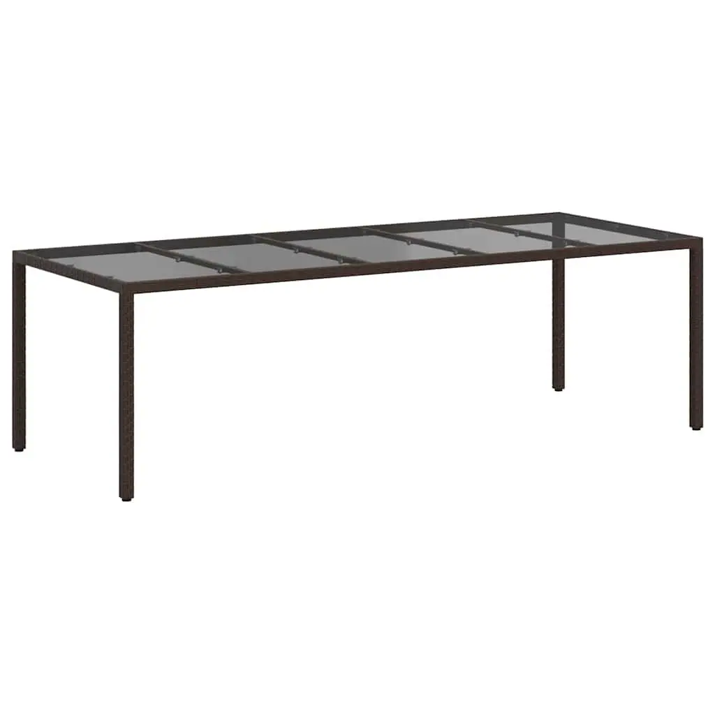 Garden Dining Table Brown Outdoor Poly Rattan Steel Frame 250x100x75cm
