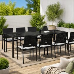 Black Garden Dining Table: 250x100x75 cm Specifications