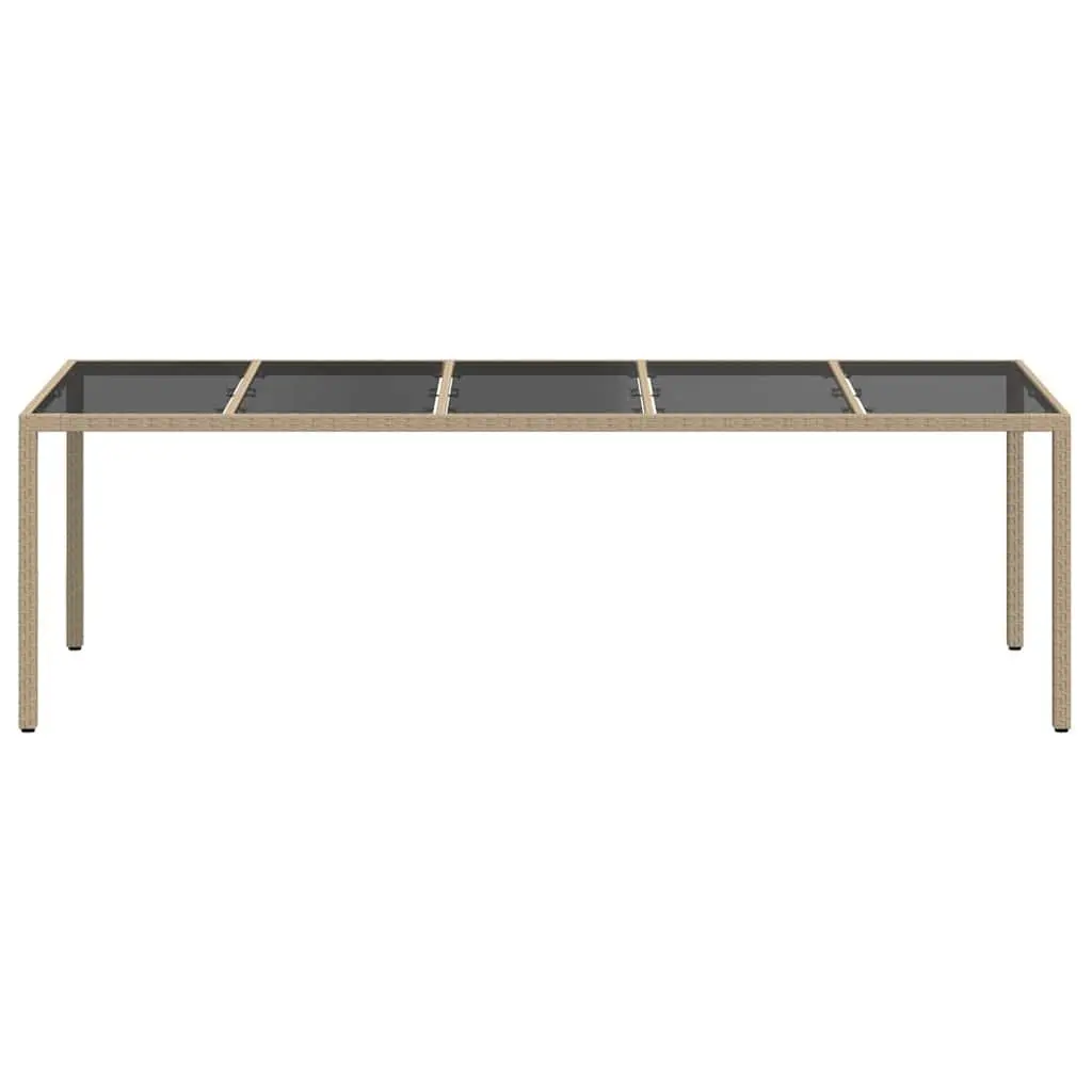 Outdoor Garden Dining Table Beige 250x100x75cm Poly Rattan Steel Frame