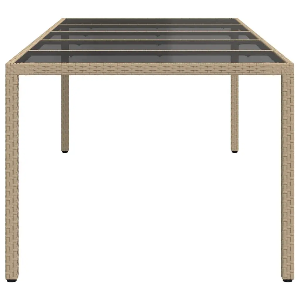 Outdoor Garden Dining Table Beige 250x100x75cm Poly Rattan Steel Frame