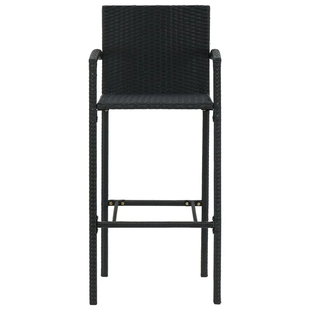 Bar Stools 4 pcs Black Poly Rattan Indoor Outdoor Kitchen Dining Seat with