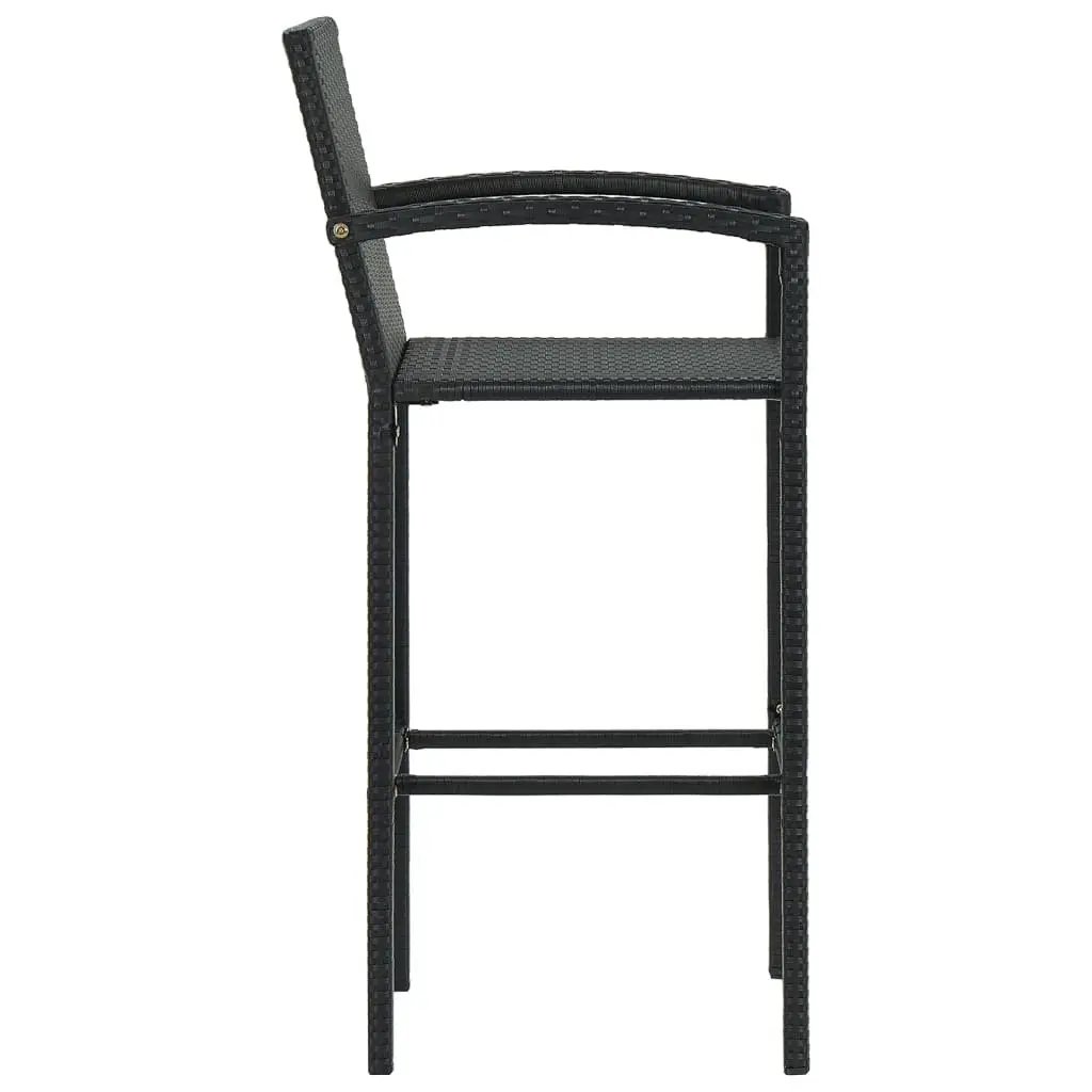 Bar Stools 4 pcs Black Poly Rattan Indoor Outdoor Kitchen Dining Seat with