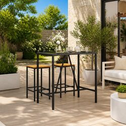 Specifications of the Outdoor Black Bar Table with Glass Top