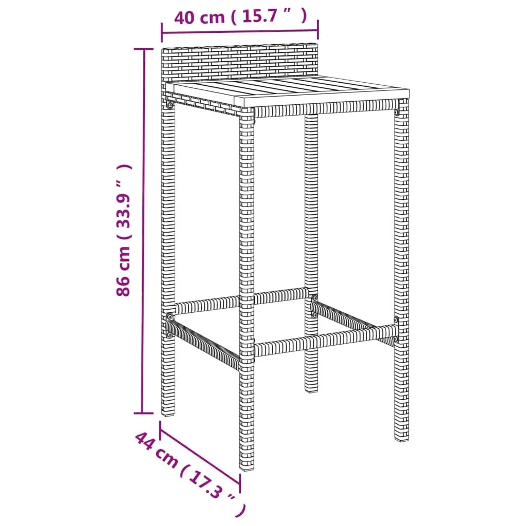 Grey Bar Stools 2 pcs Set