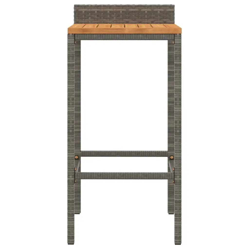 Bar Stools Indoor Outdoor Kitchen Dining 4 Piece Grey Poly Rattan Wooden Seat