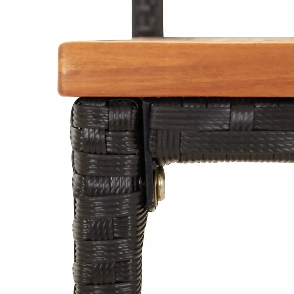 Bar Stools 2 pcs Black Poly Rattan Wood Acacia Modern Kitchen Outdoor Indoor