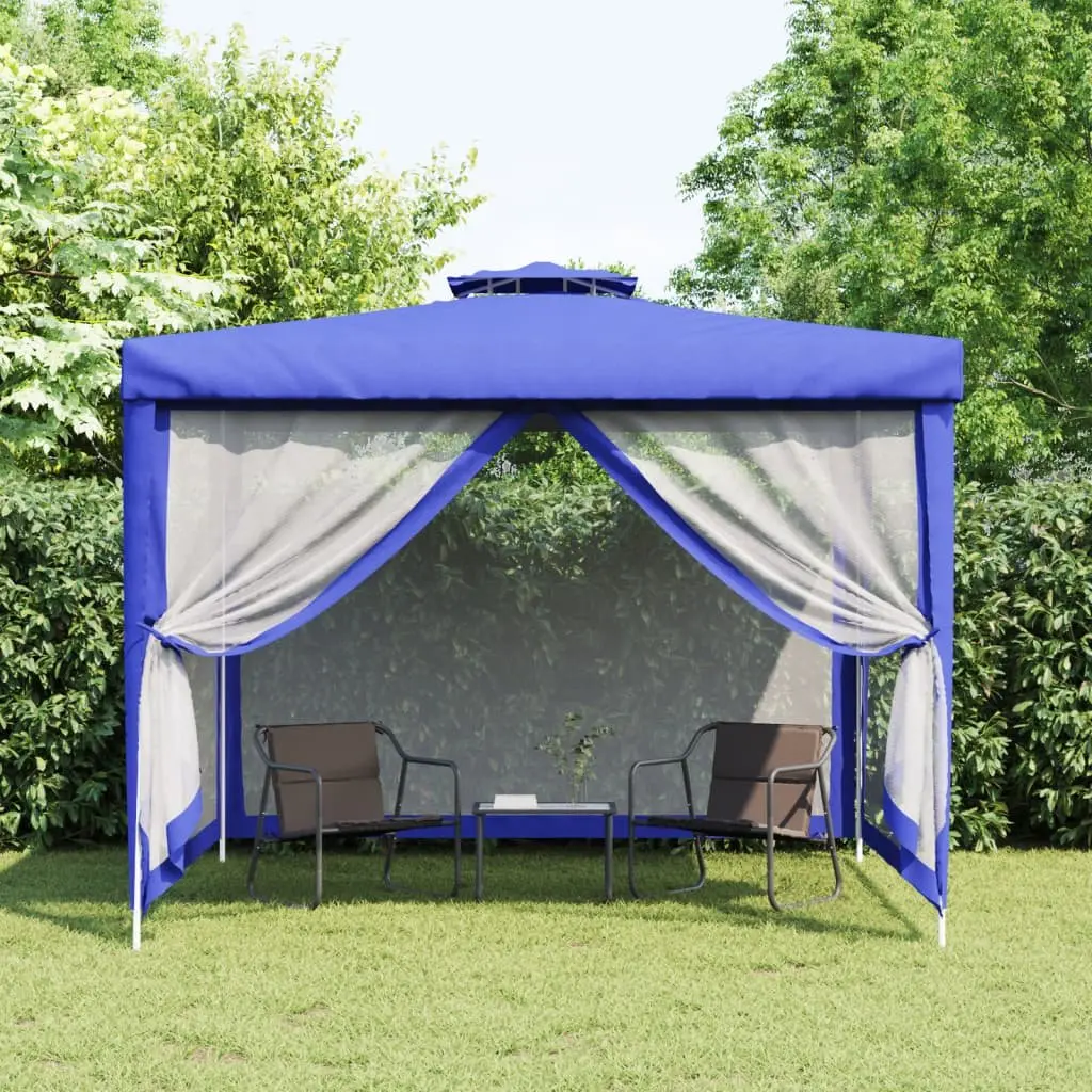Gazebo Outdoor Shelter Double Roof Mesh Sidewalls 3x3m Garden Canopy Pavilion
