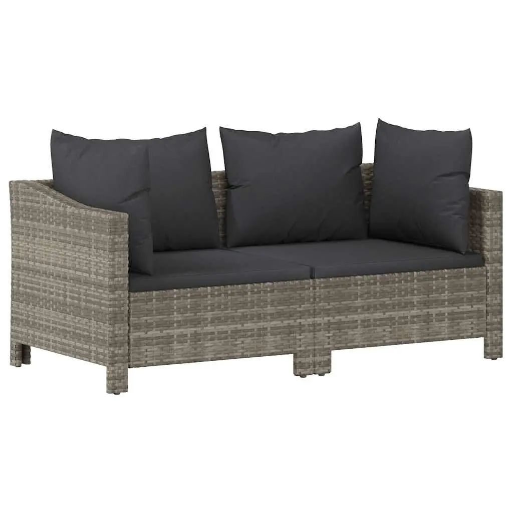 Outdoor Lounge Set 2 Piece Grey Poly Rattan Furniture with Cushions Patio