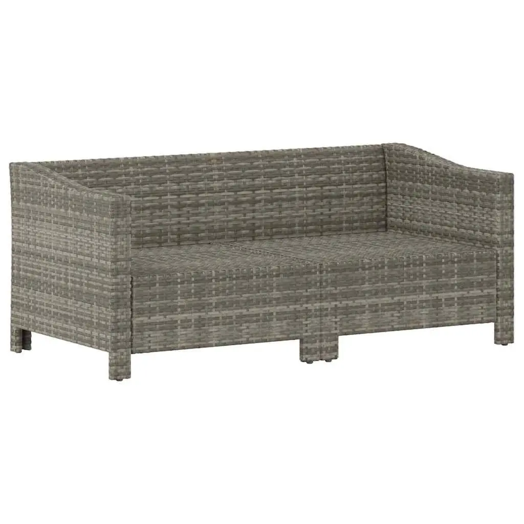 Outdoor Lounge Set 2 Piece Grey Poly Rattan Furniture with Cushions Patio