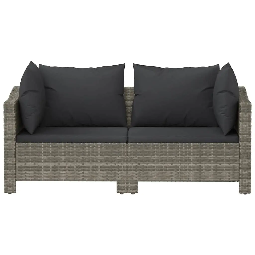 Outdoor Lounge Set 2 Piece Grey Poly Rattan Furniture with Cushions Patio