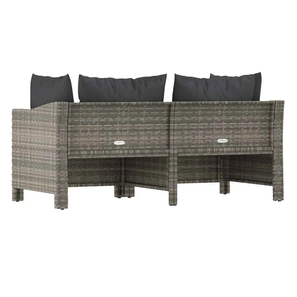 Outdoor Lounge Set 2 Piece Grey Poly Rattan Furniture with Cushions Patio