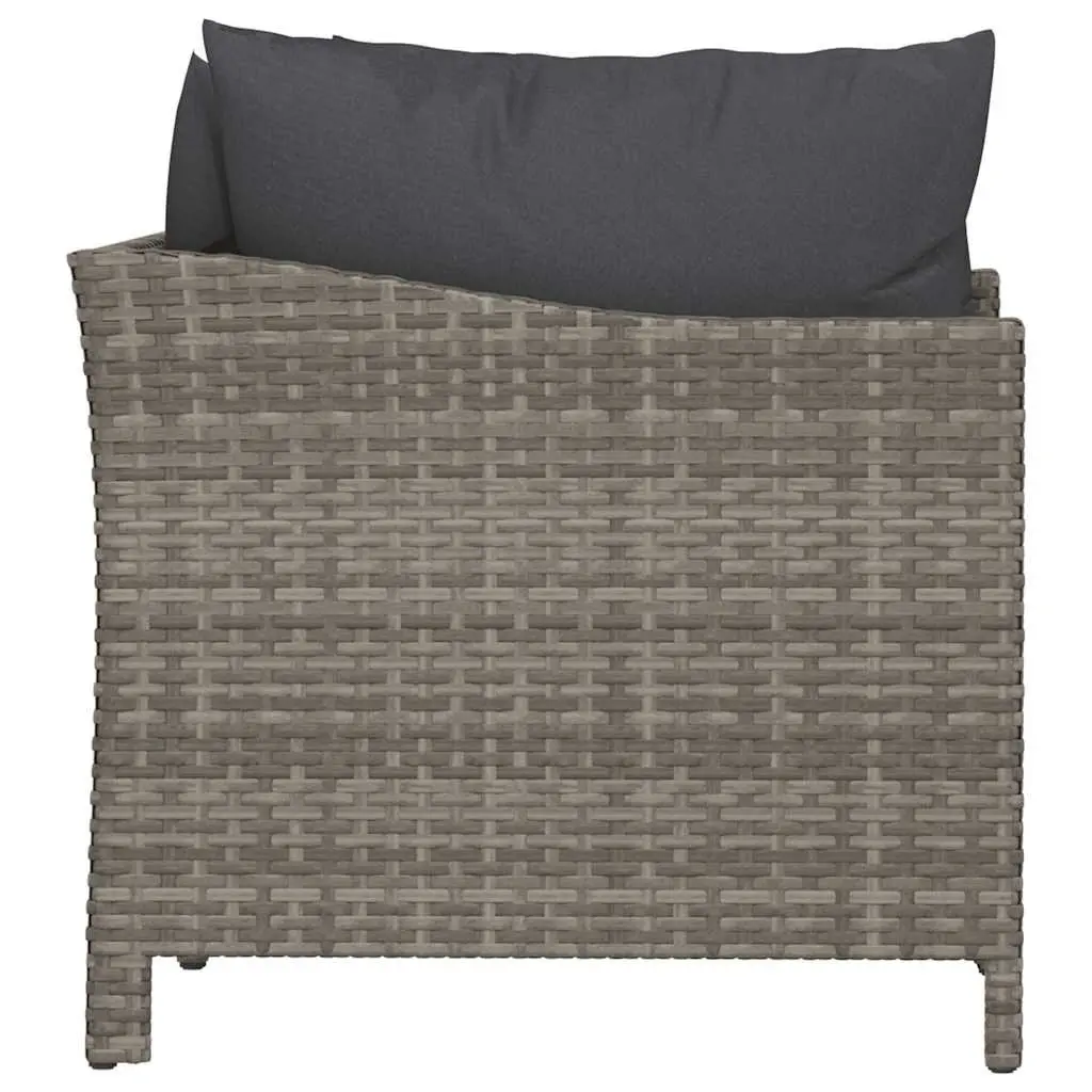 Outdoor Lounge Set 2 Piece Grey Poly Rattan Furniture with Cushions Patio