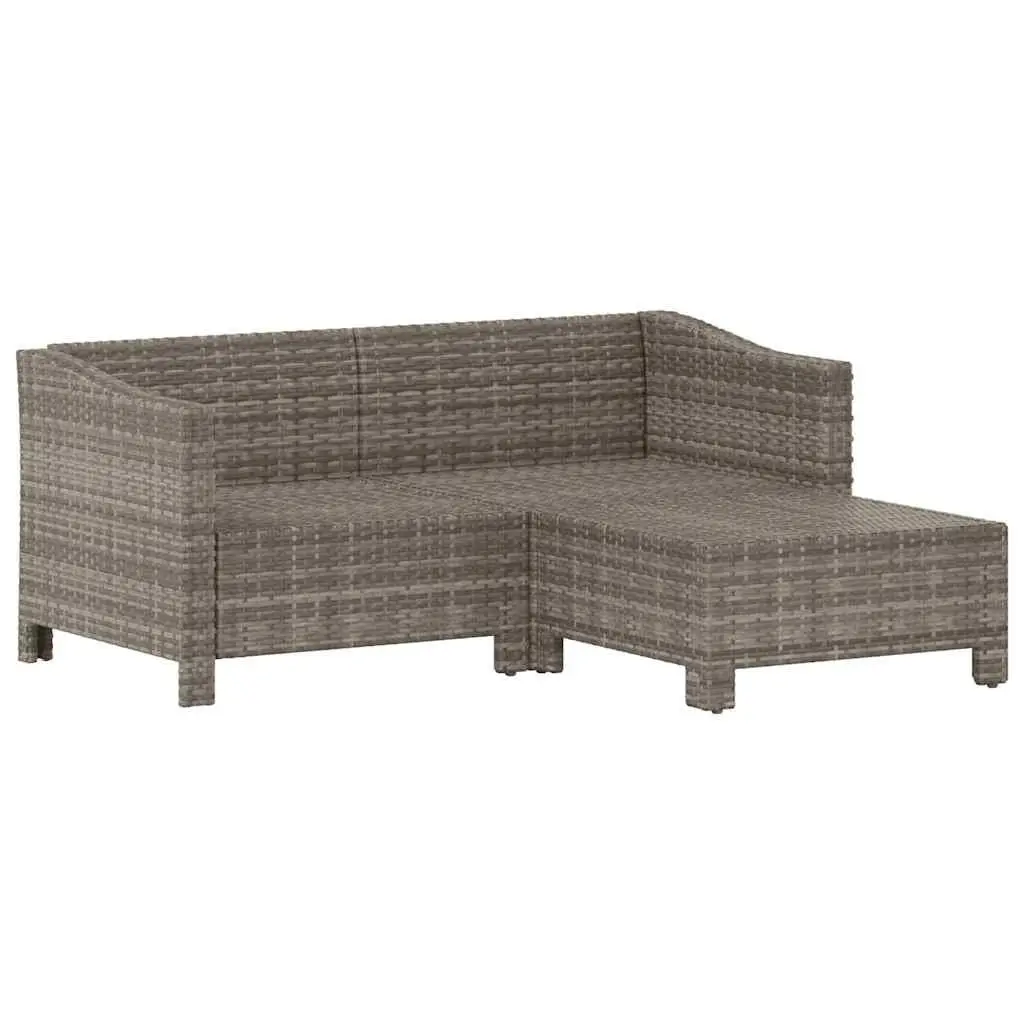 3 Piece Garden Lounge Set Outdoor Furniture Grey Poly Rattan with Cushions