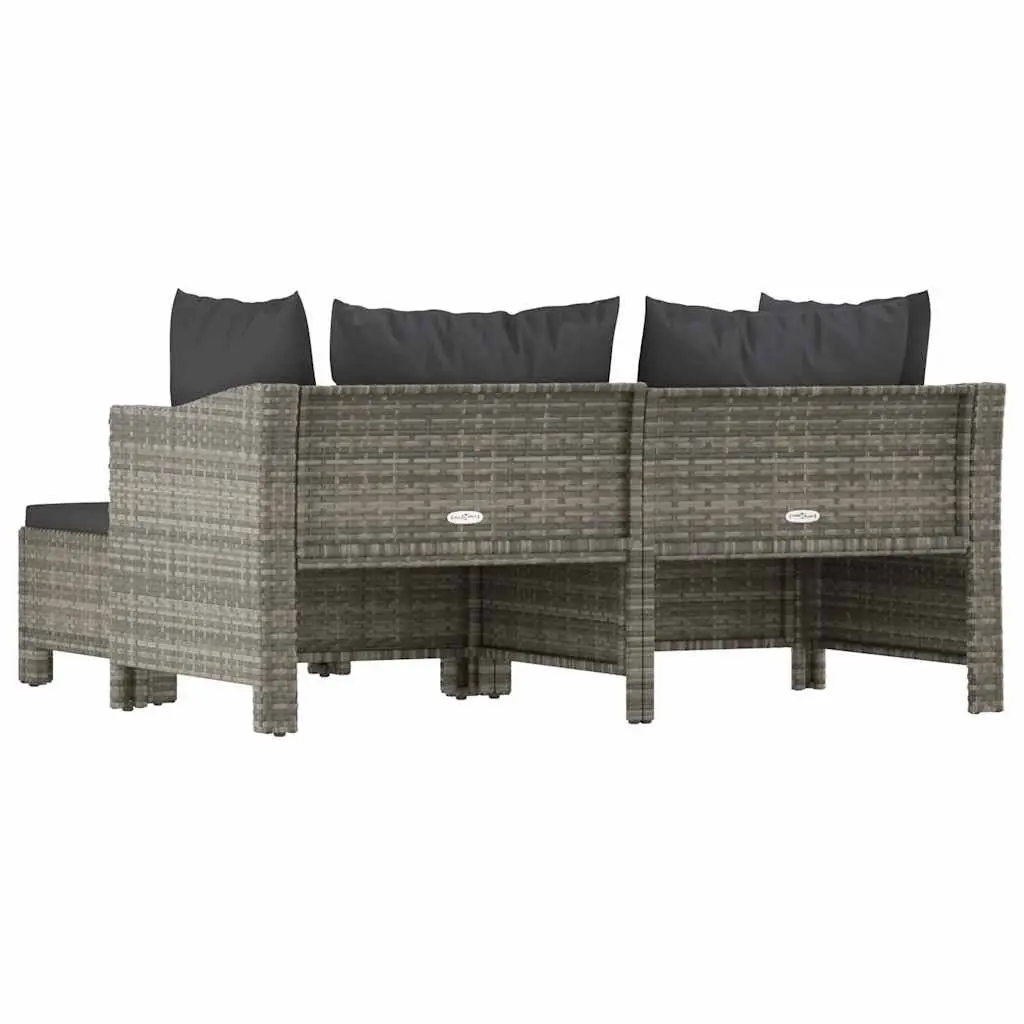 3 Piece Garden Lounge Set Outdoor Furniture Grey Poly Rattan with Cushions