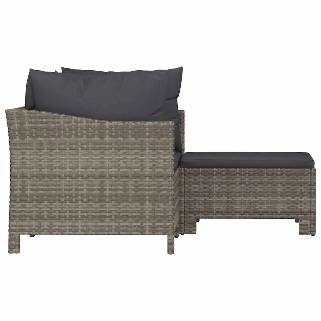 3 Piece Garden Lounge Set Outdoor Furniture Grey Poly Rattan with Cushions