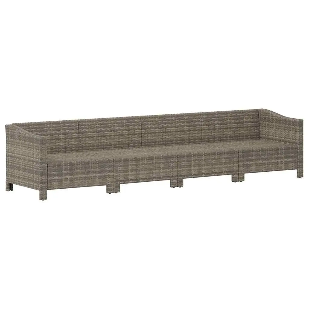 4 Piece Outdoor Furniture Garden Lounge Set Grey Poly Rattan Sofa with Cushions