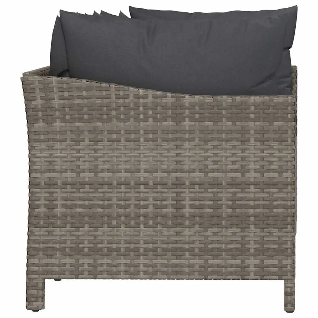 4 Piece Outdoor Furniture Garden Lounge Set Grey Poly Rattan Sofa with Cushions