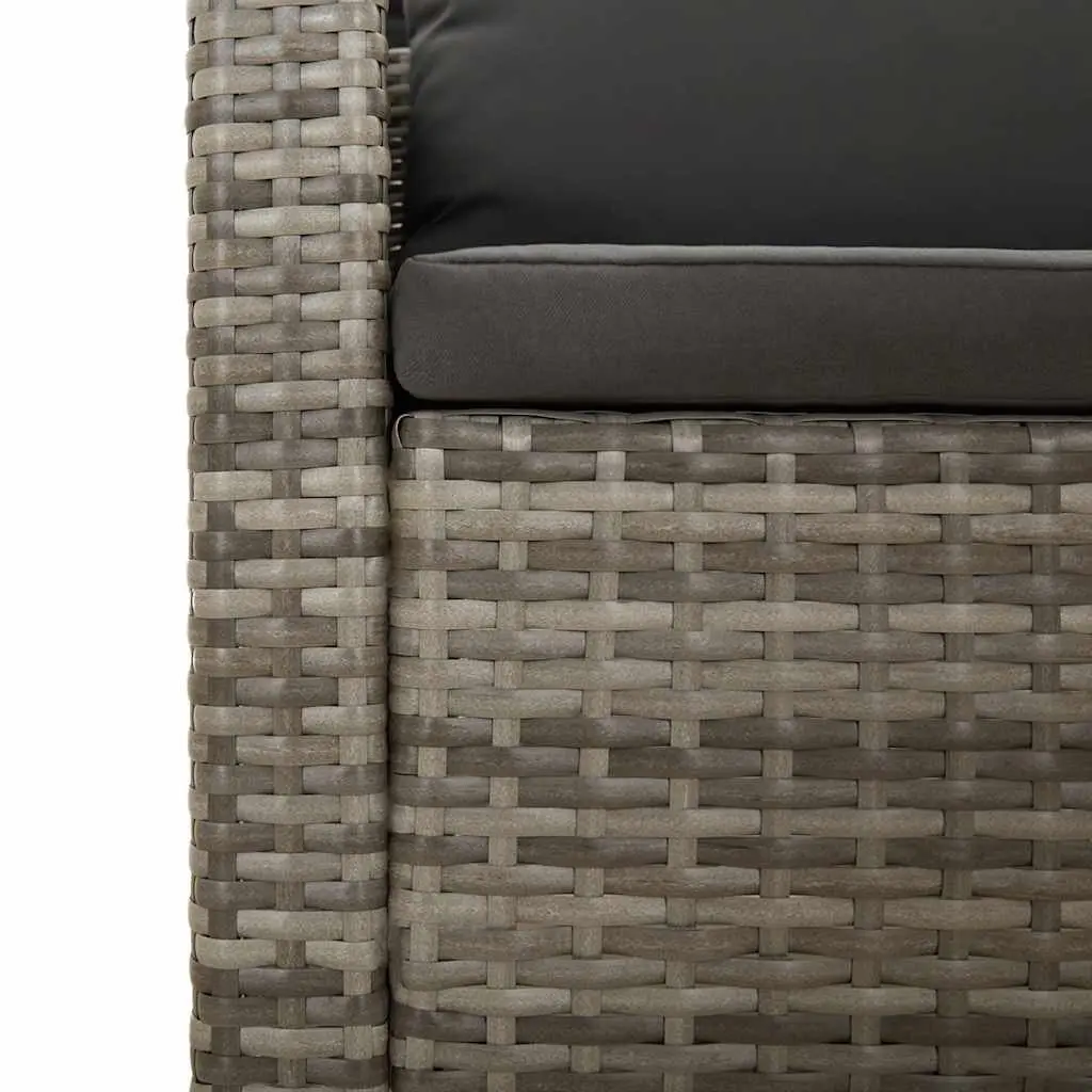 4 Piece Outdoor Furniture Garden Lounge Set Grey Poly Rattan Sofa with Cushions