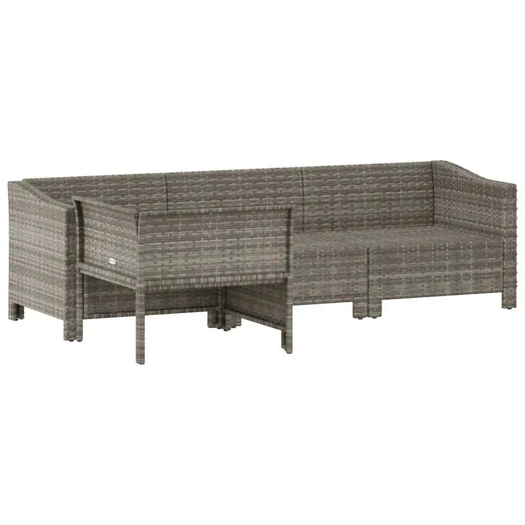 4 Piece Garden Lounge Set Outdoor Use Grey Poly Rattan Furniture with Cushions