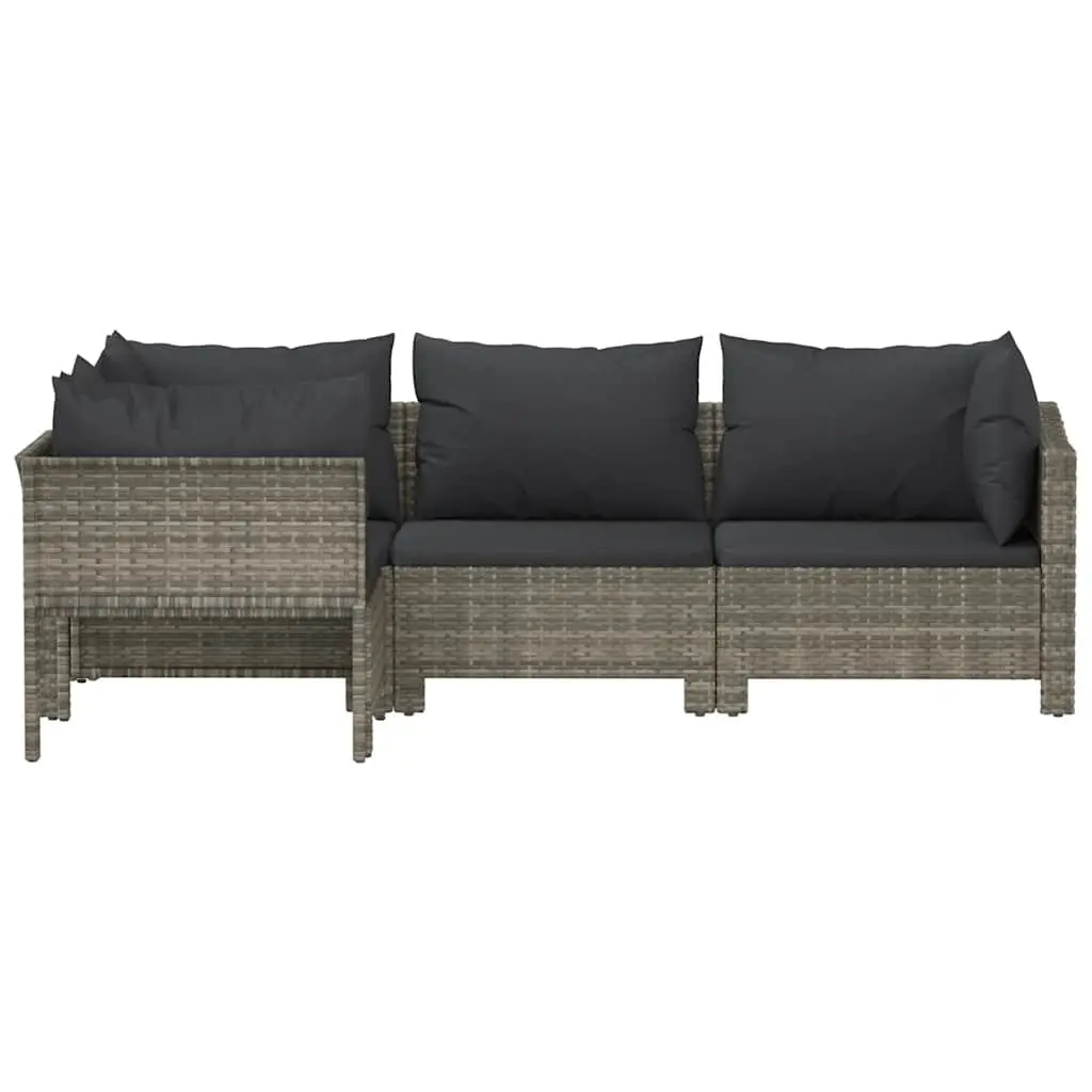 4 Piece Garden Lounge Set Outdoor Use Grey Poly Rattan Furniture with Cushions