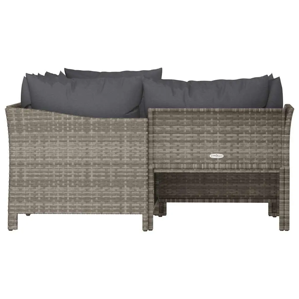 4 Piece Garden Lounge Set Outdoor Use Grey Poly Rattan Furniture with Cushions