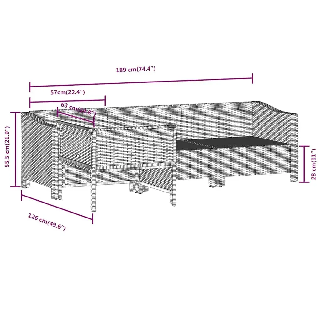 4 Piece Garden Lounge Set Outdoor Use Grey Poly Rattan Furniture with Cushions