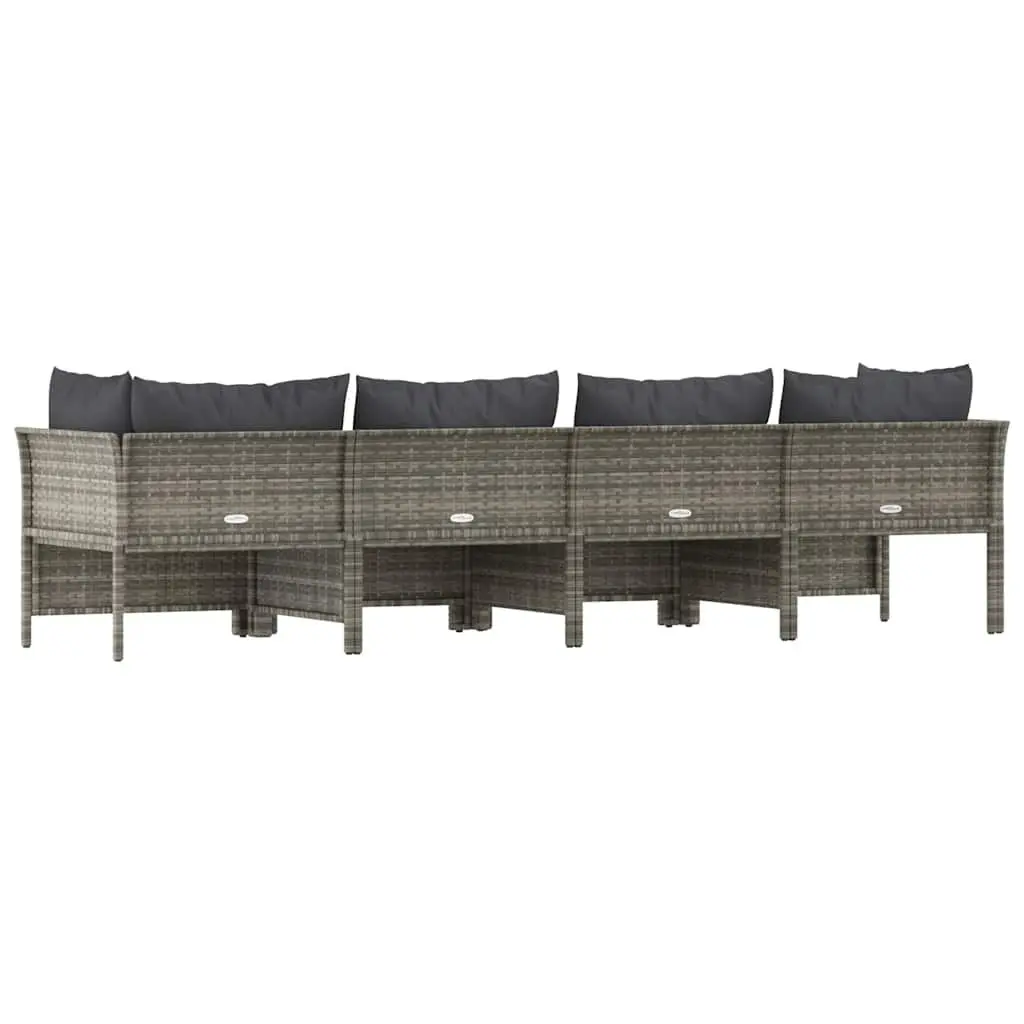 Garden Lounge Set 4 Piece Grey Poly Rattan Cushions for Outdoor Patio Relaxation