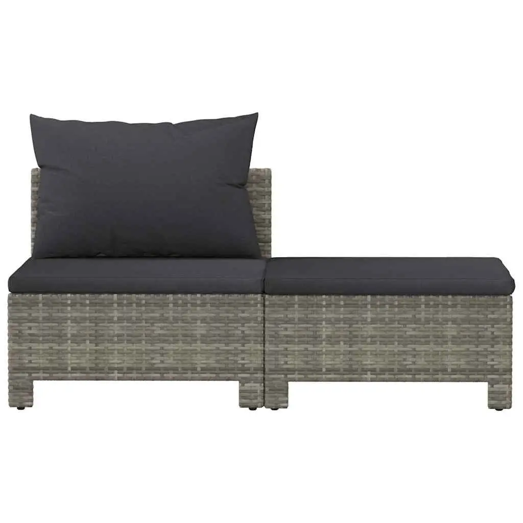 Outdoor Lounge Furniture Set 2 Piece Grey Poly Rattan with Cushions