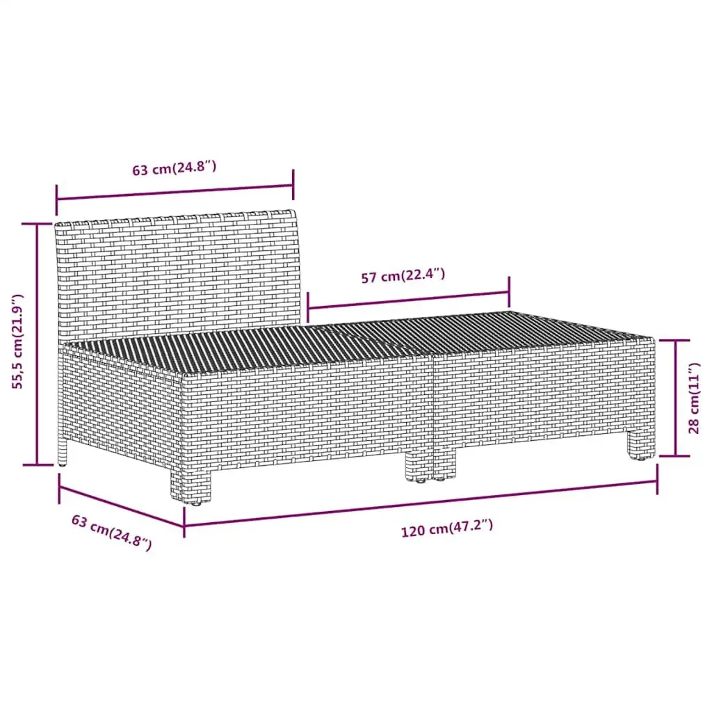 Outdoor Lounge Furniture Set 2 Piece Grey Poly Rattan with Cushions