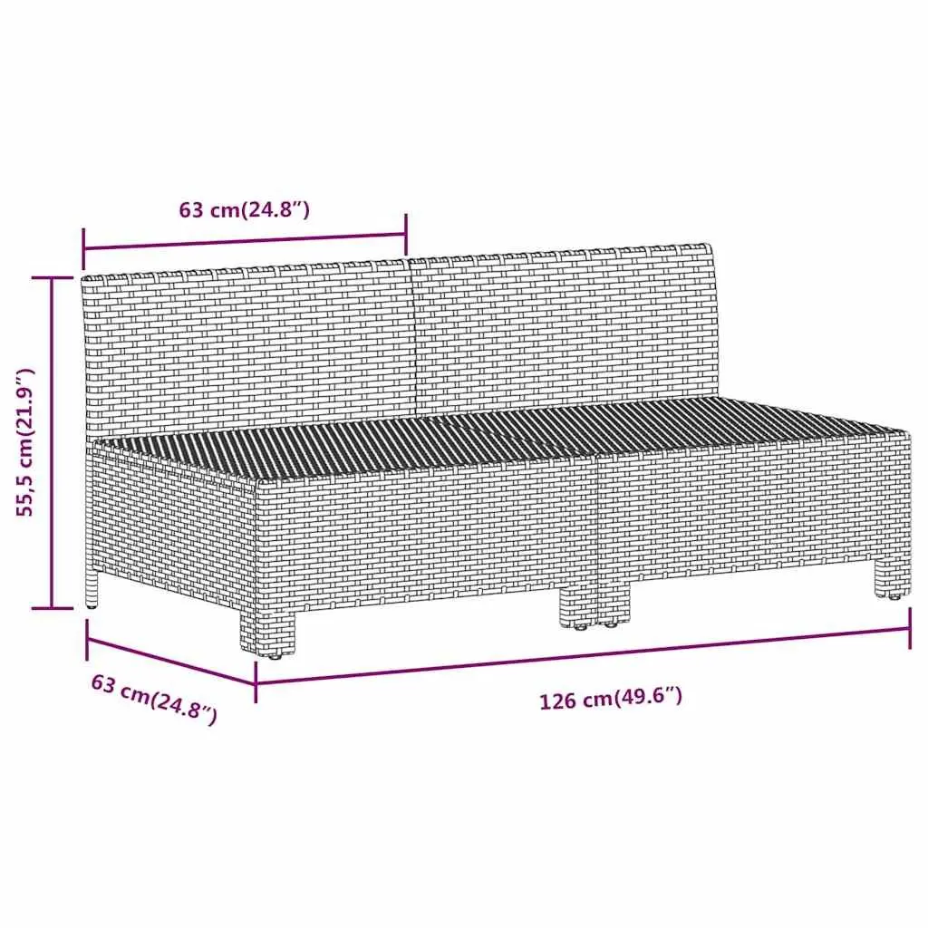 2-Seater Garden Sofa Outdoor Patio Couch Grey
