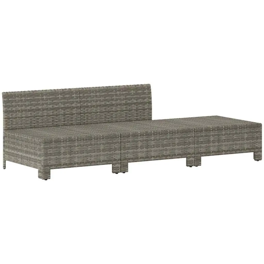 3 Piece Garden Lounge Set for Outdoor Use Grey Poly Rattan Furniture