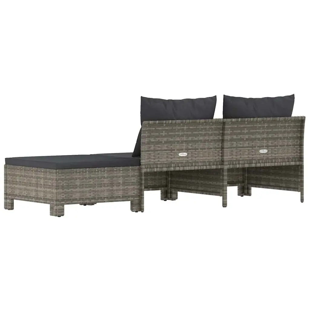 3 Piece Garden Lounge Set for Outdoor Use Grey Poly Rattan Furniture
