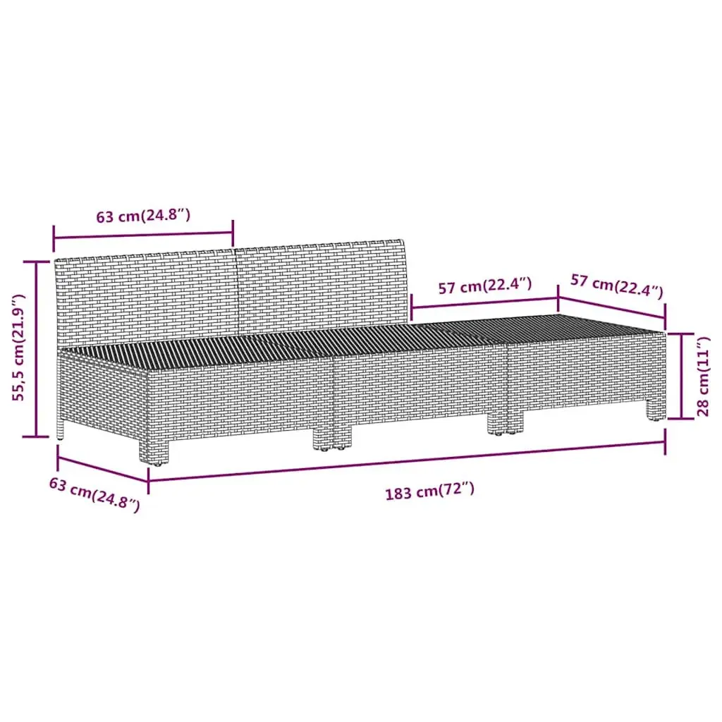 3 Piece Garden Lounge Set for Outdoor Use Grey Poly Rattan Furniture
