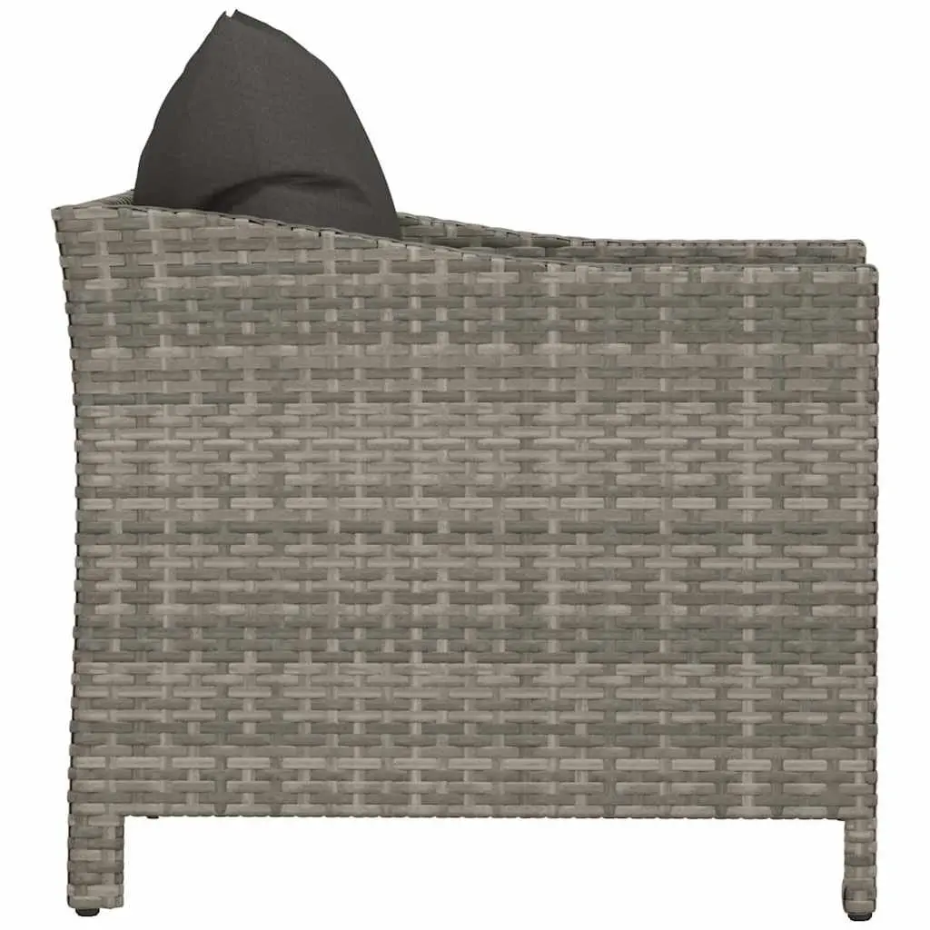 Garden Armchair with Cushion Grey Poly Rattan Outdoor Furniture Seat