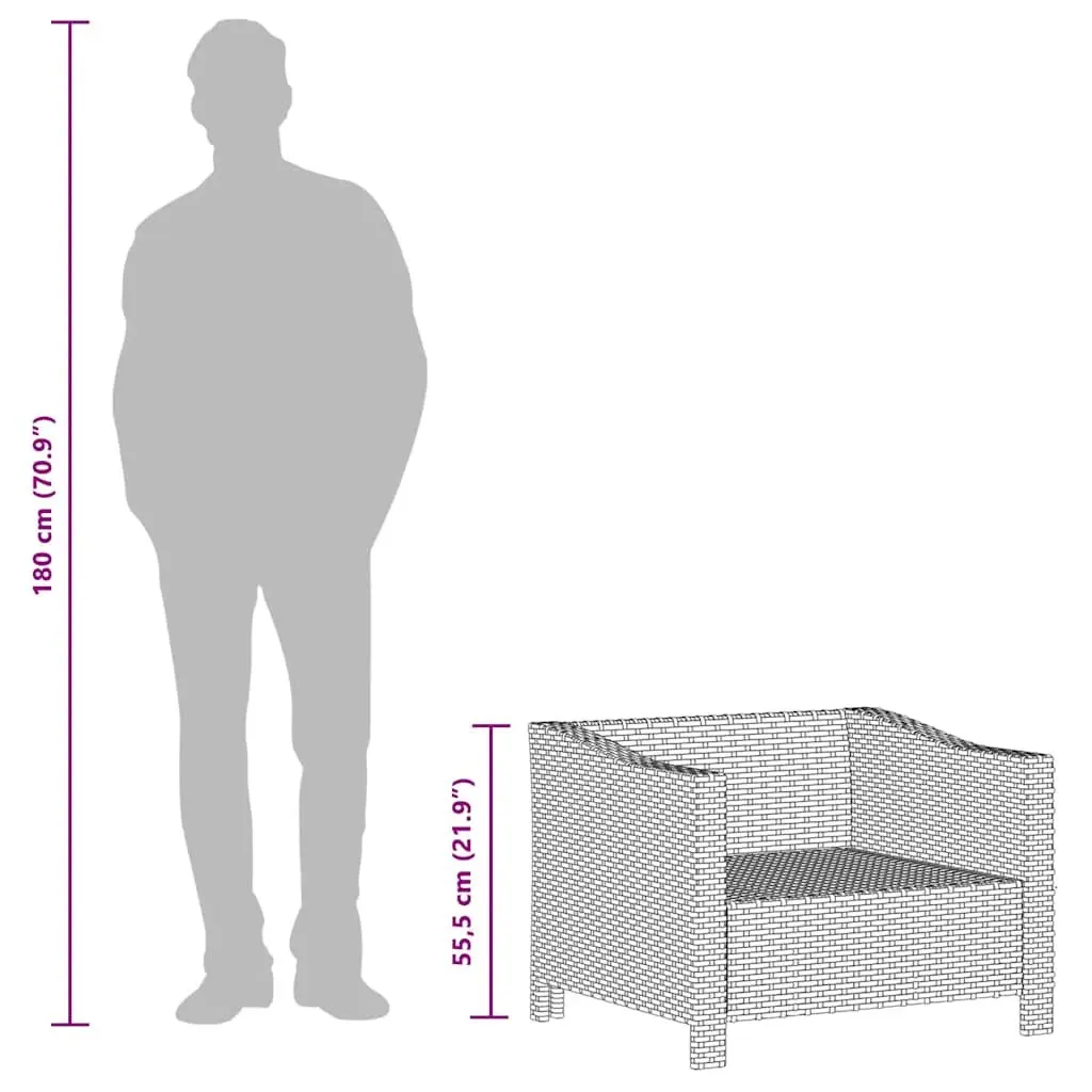 Garden Armchair with Cushion Grey Poly Rattan Outdoor Furniture Seat