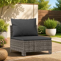 Grey Garden Middle Sofa with Cushion: Specs Included