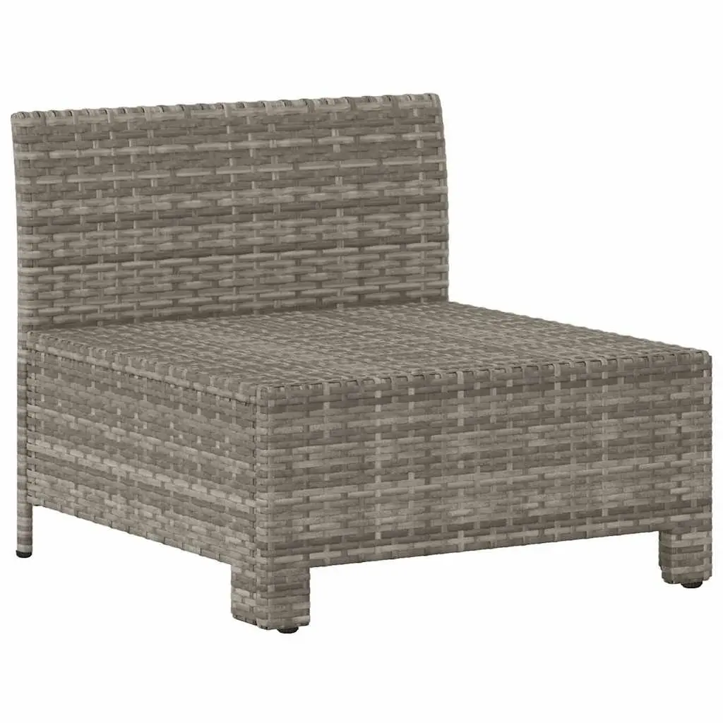 Outdoor Modular Sectional Sofa Grey Poly Rattan Middle Seat for Garden Patio with Cushion