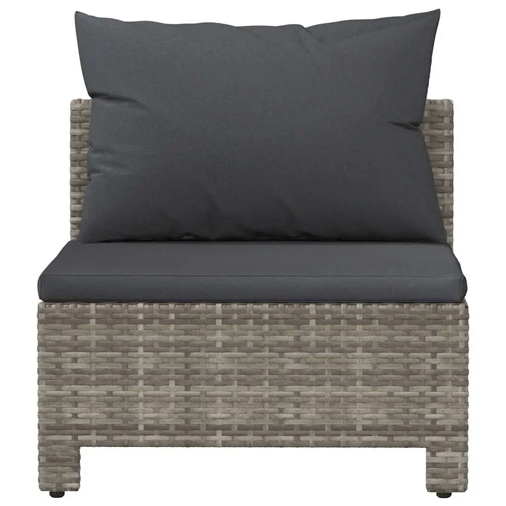 Outdoor Modular Sectional Sofa Grey Poly Rattan Middle Seat for Garden Patio with Cushion
