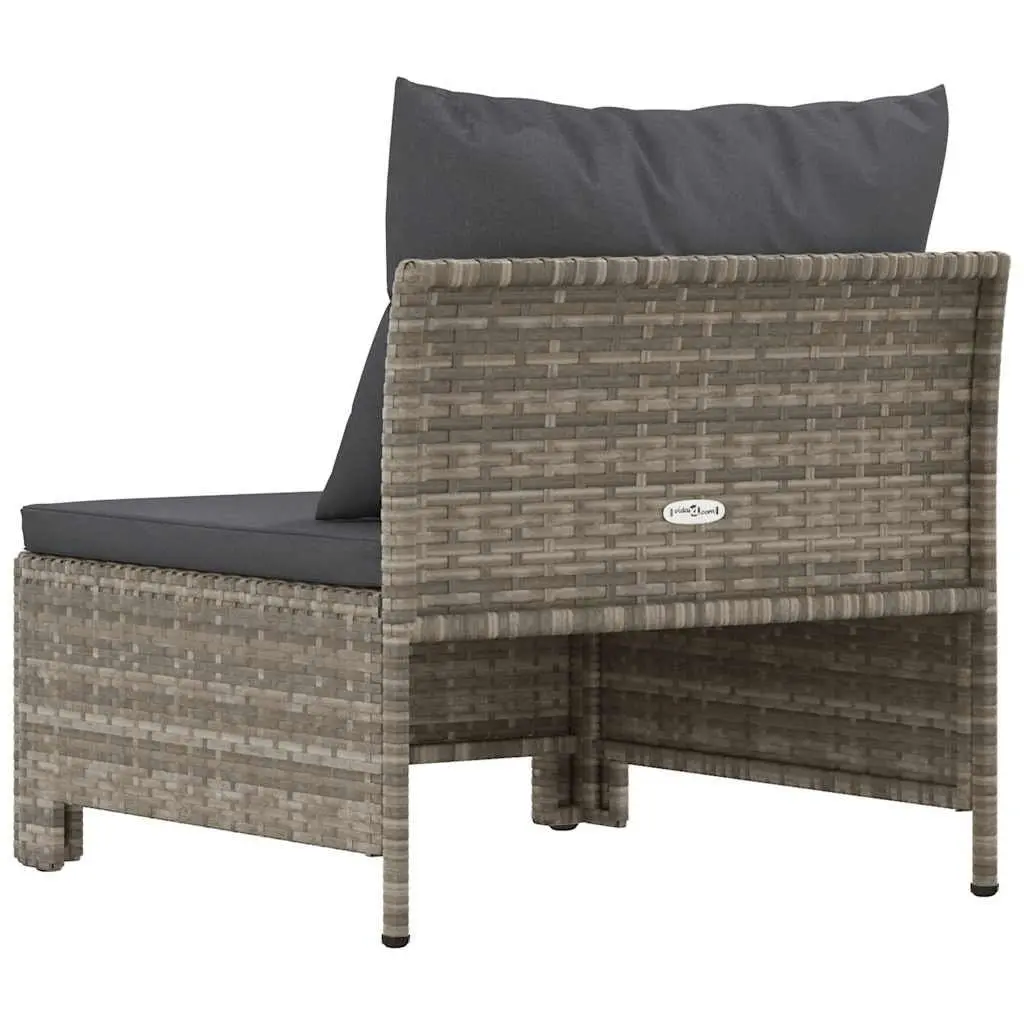 Outdoor Modular Sectional Sofa Grey Poly Rattan Middle Seat for Garden Patio with Cushion