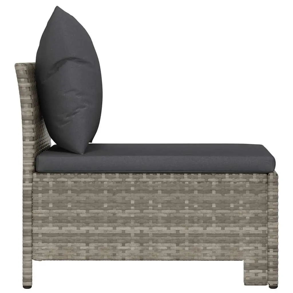 Outdoor Modular Sectional Sofa Grey Poly Rattan Middle Seat for Garden Patio with Cushion