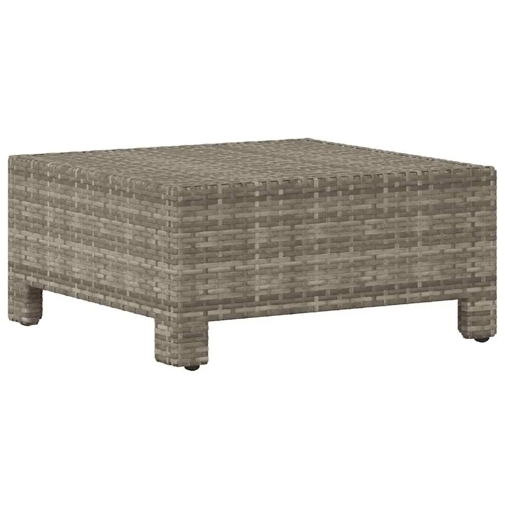 Garden Footrest with Cushion Grey Poly Rattan Outdoor Furniture Relaxing