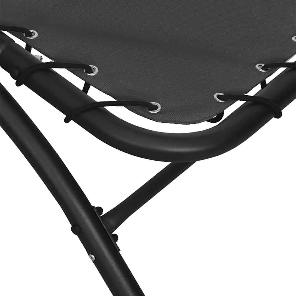 Sun Lounger with Canopy for Outdoor Garden Grey Adjustable Backrest 167L x 80W x 195H cm