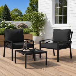 Outdoor Garden Chairs Set: 68x76x79 cm, Steel Frame